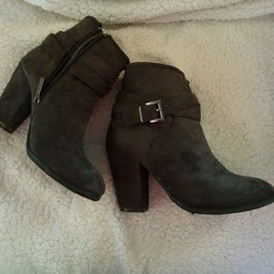 Gray suede ankle boots